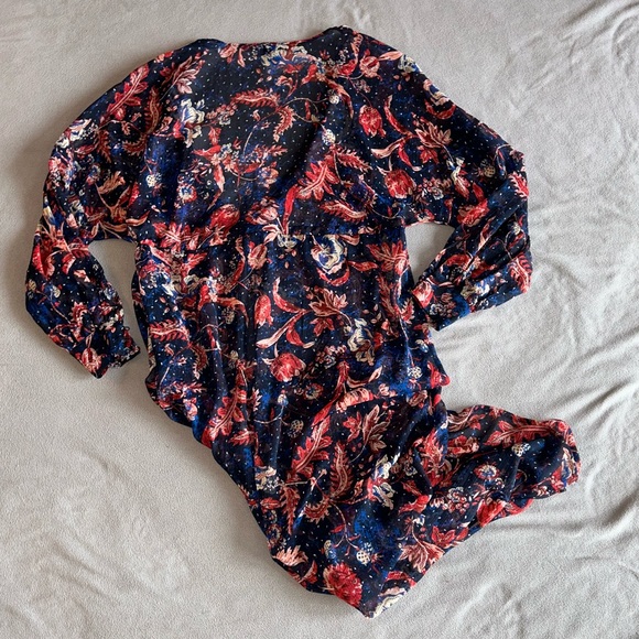 Blue Red Floral Print Kimono - Express - Women’s S/M - Picture 4 of 4